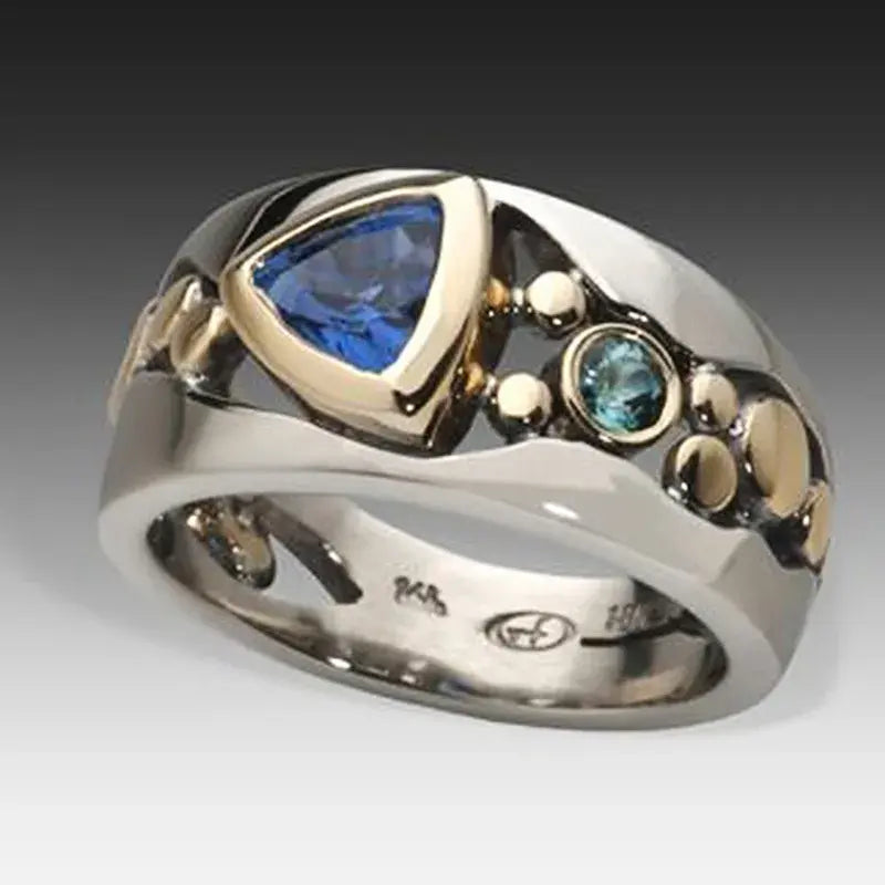 Blue Radiance Dual-Tone Vintage Ring