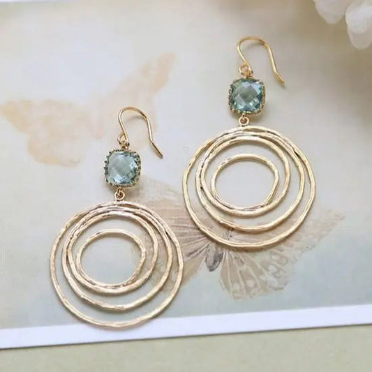 Vintage Earrings with Spiral Design in Gold and Zirconium
