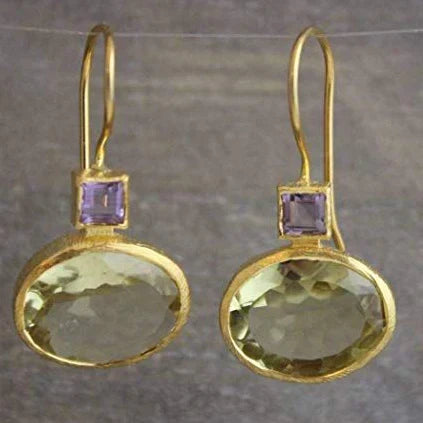 Vintage Gold Green Crystal Earrings