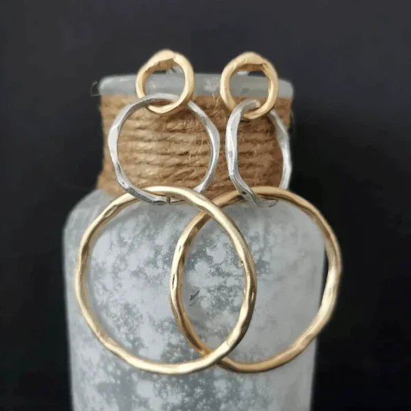 1+1 Offer: Elena - Vintage silver ring with gold plating + Vintage Hoop Earrings in Gold and Silver