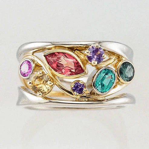 Vintage Multicolor Ring in Gold and Silver