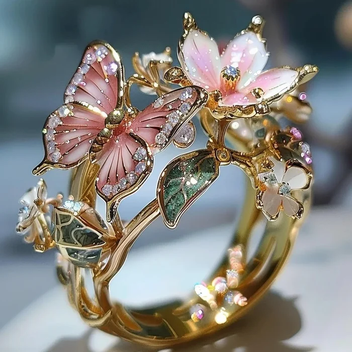 Elegant Golden Floral Ring