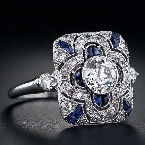 Blue Zircon Classic Vintage Ring