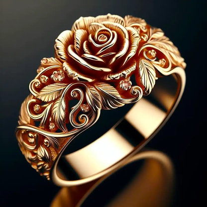 Luxe Vintage Gold Rose Ring