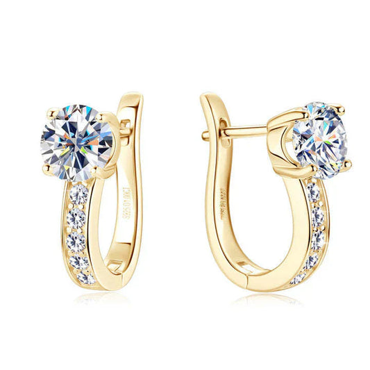 Channel Moissanite Huggie Earrings