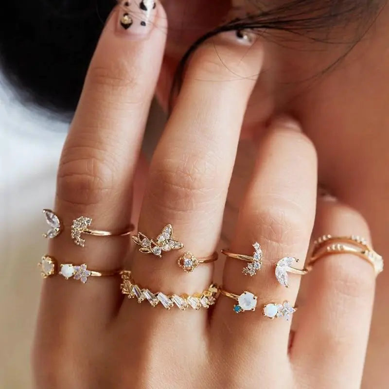 Unique rings set with 8 to 12 rings