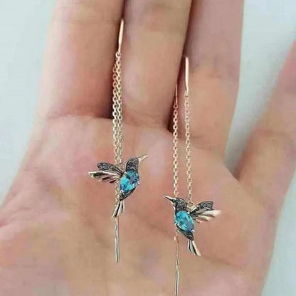 Hummingbird Earrings with Enamel & Zirconia